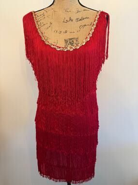 Charades Women's Red Flapper Dress Costume Size Small